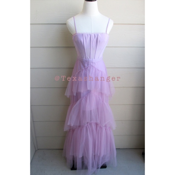 NWT BCBGMaxAzaria Oly Corset Tulle Gown Size 0 Orchid - Picture 15 of 16